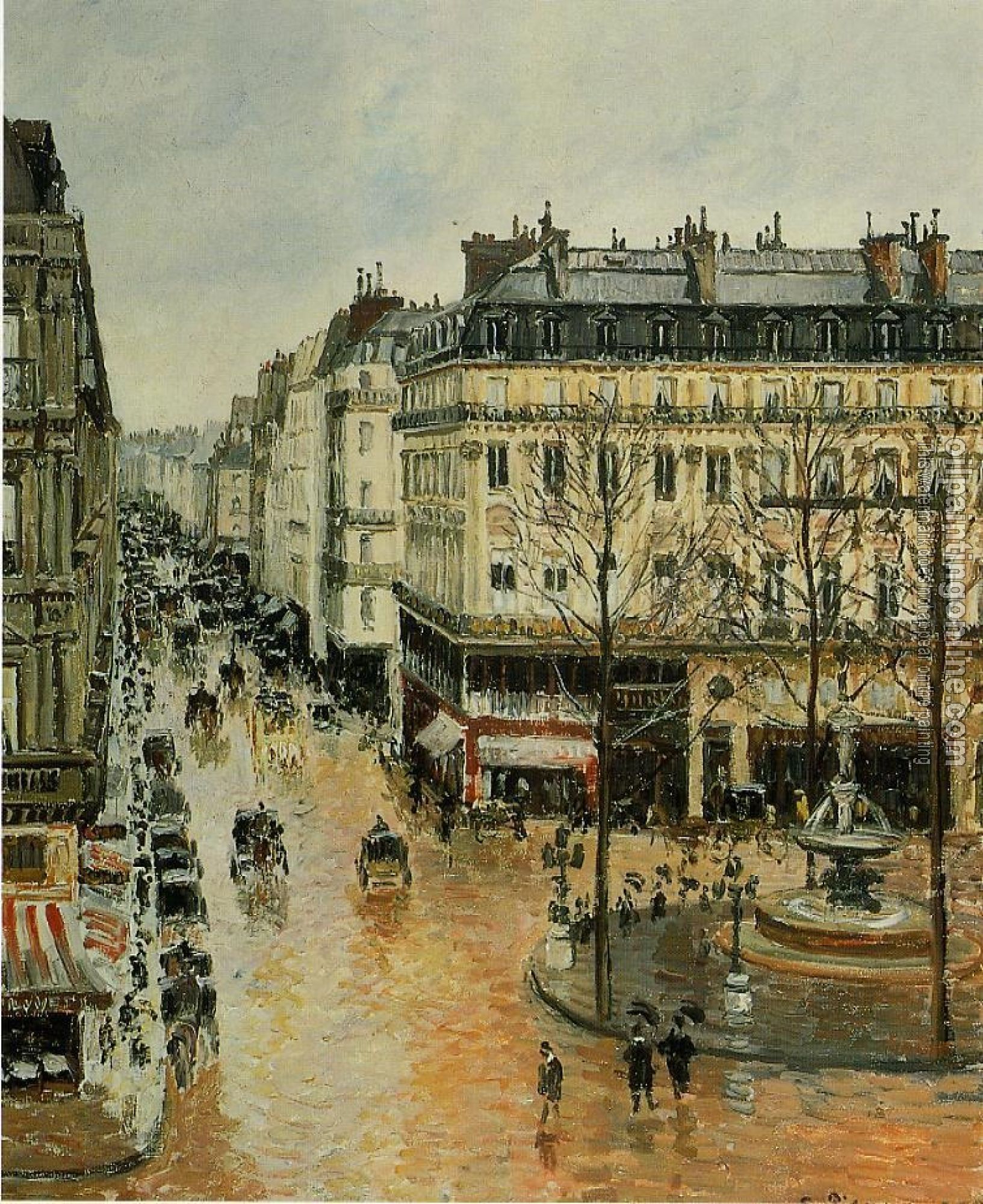 Pissarro, Camille - Rue Saint-Honore, Afternoon, Rain Effect